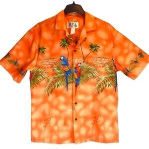 KY'S Parrot‎ Island Hawaiian Button Down Loop Collar Shirt Medium Made in Hawaii